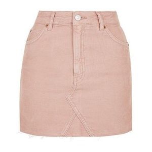Topshop Moto Pink Corduroy Skirt